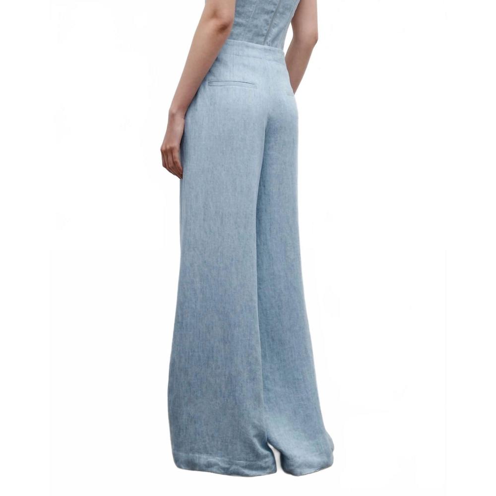 Women's Light Blue Wide Leg hemp denim pants TWP - Picture 3 of 3